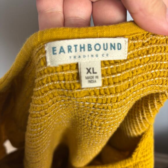 Earthbound 100% Cotton Mustard Yellow Smocked Ruffle Crop Puff Sleeve X Large - Picture 7 of 7